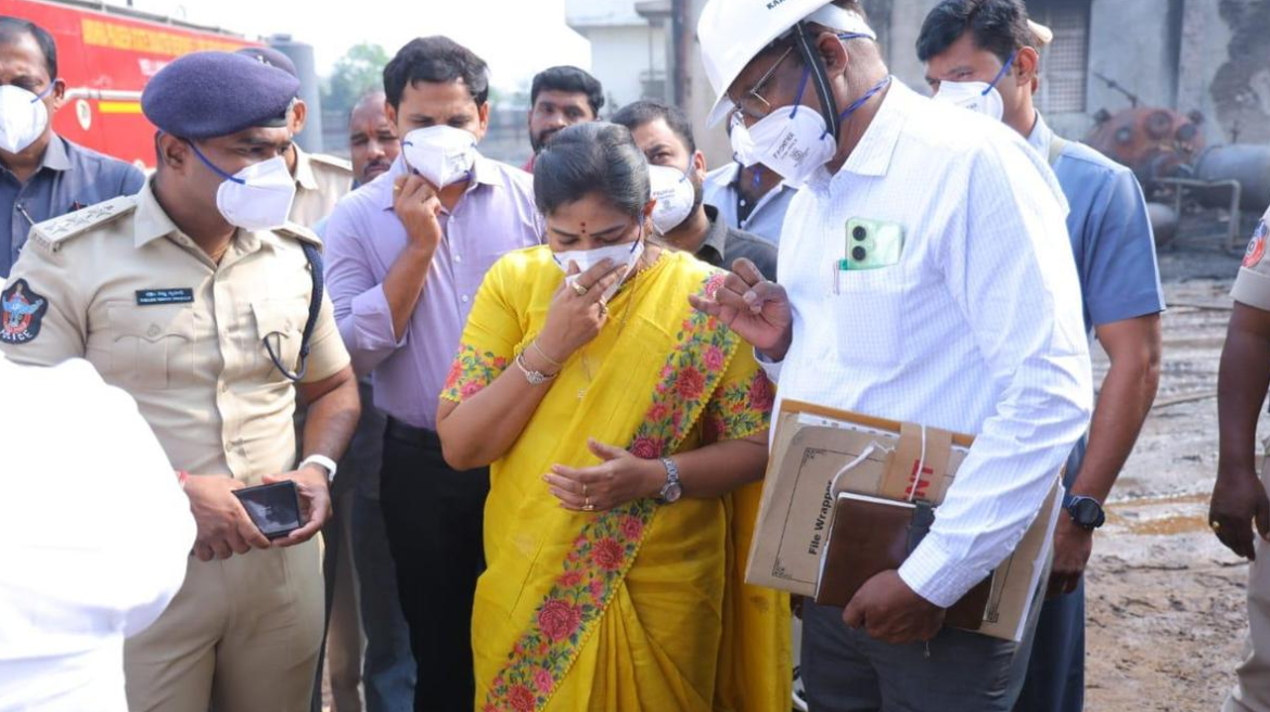 Home Minister Anitha seeks report on fire accident at pharma unit in APSEZ