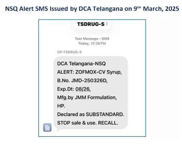 Telangana DCA launches SMS alert system to notify NSQ drugs