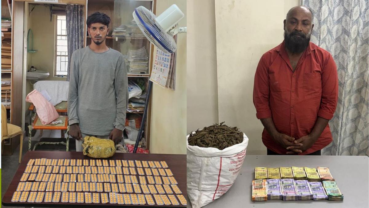 Tambaram police arrest two persons after seizing 1,100 banned tablets, 5 kg ganja
