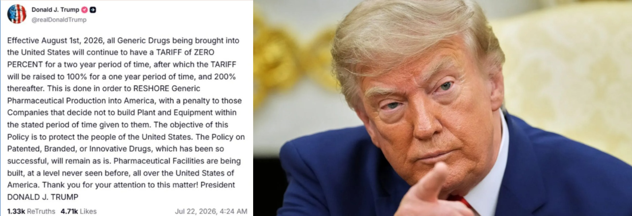 Donald Trump reveals 200% tariff plan for generic medicines. Will India exports be hit?